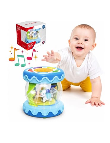 ⁨WOOPIE BABY Bębenek Pozytywka Projektor 3w1 Zabawka Muzyczna dla Niemowląt + Walec Roller do Nauki Raczkowania⁩ w sklepie Wasserman.eu
