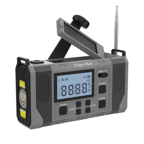 ⁨Radio solarne, przenośne radio awaryjne SOS, powerbank 10000mAh, latarka, dynamo, Kruger&Matz⁩ w sklepie Wasserman.eu