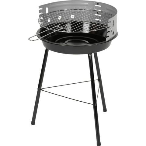 ⁨Grill węglowy ogrodowy okrągły czarny z rusztem, stalowy, 38 x 38 x 55 cm⁩ w sklepie Wasserman.eu