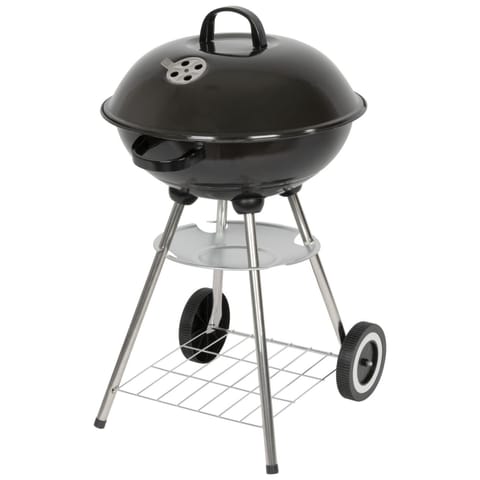 ⁨Grill węglowy ogrodowy czarny z rusztem chromowanym i półką, stalowy, 45x52,5x73,5 cm⁩ w sklepie Wasserman.eu