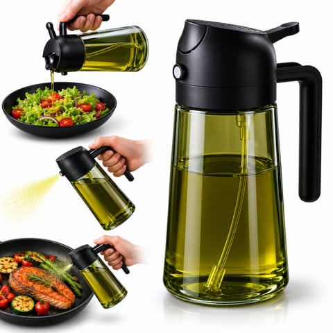 ⁨Butelka, spray do oliwy, oleju, dozownik, rozpylacz, zielony, zaciemniający 470ml POJ12⁩ w sklepie Wasserman.eu
