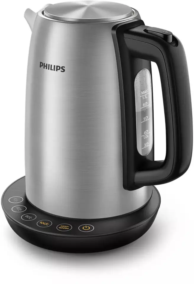 ⁨Philips | Czajnik | HD9359/90 | Elektryczny | 2200 W | 1,7 L | Stal nierdzewna/Plastik | Podstawa obrotowa 360° | Szary⁩ w sklepie Wasserman.eu