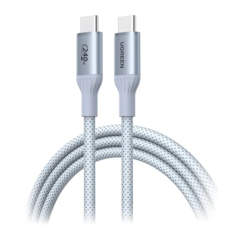 ⁨Kabel UGREEN L534 USB-C–USB-C 2m 240W (srebrno-biały)⁩ w sklepie Wasserman.eu