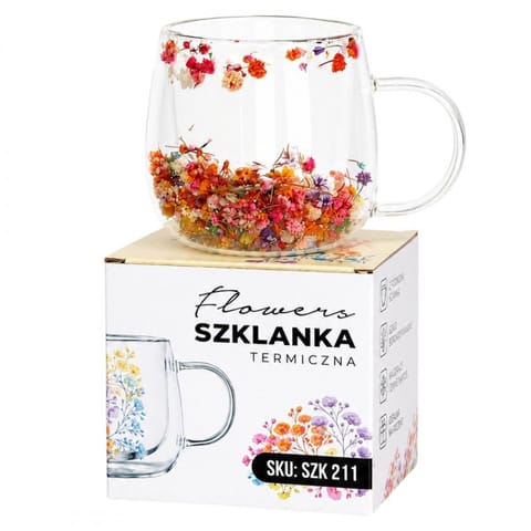 ⁨Szklanka termiczna z kwiatami w środku, gipsówka kolorowa 300 ml 1szt SZK211⁩ w sklepie Wasserman.eu
