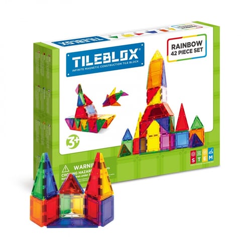 ⁨Klocki magnetyczne Tileblox Zestaw tęczowy 42 elementy⁩ w sklepie Wasserman.eu