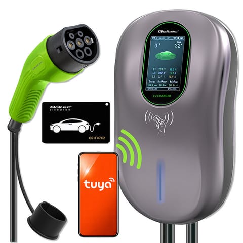 ⁨Charging station EV 2w1 Typ2 | 22kW | Wi-Fi | TUYA | LCD | RFID |3 fazy | Wallbox | 5m⁩ at Wasserman.eu