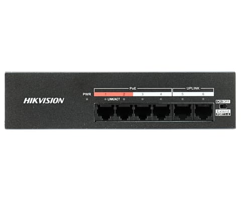 ⁨SWITCH POE DS-XS06-P 4-PORTOWY Hikvision⁩ w sklepie Wasserman.eu