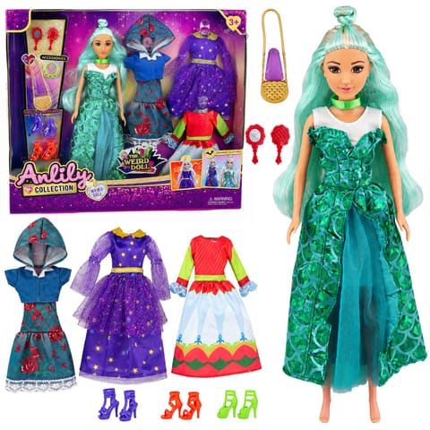 ⁨Lalka Anlily Weird z Przebraniami Fantasy Sukienki Akcesoria Buty Zestaw⁩ w sklepie Wasserman.eu