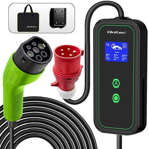 ⁨Qoltec Mobile EV Charger 2-in-1 Type2 | 7kW | 230V | CEE 5 PIN⁩ at Wasserman.eu