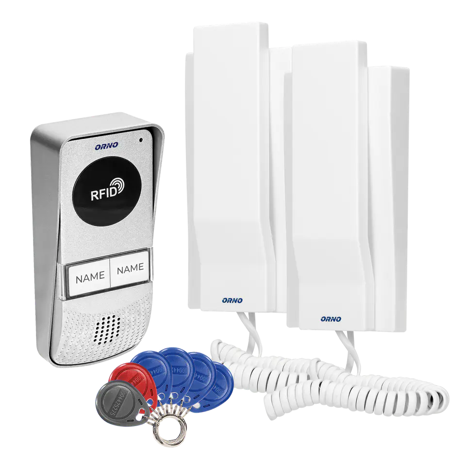 ⁨2-family intercom set with intercom, surface-mounted with key ring reader, MIZAR MULTI⁩ at Wasserman.eu