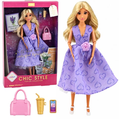 ⁨Lalka Anlily Fashion w Fioletowej Sukience W Serca Torebka Akcesoria Zestaw⁩ w sklepie Wasserman.eu