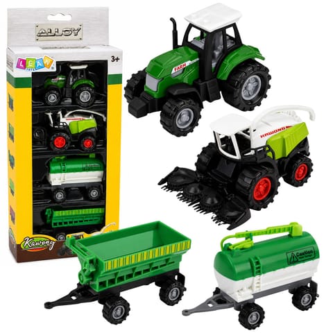 ⁨Zestaw Pojazdy Rolnicze Traktor Sieczkarnia Cysterna Rozrzutnik 1:68 4 szt.⁩ w sklepie Wasserman.eu