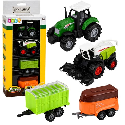 ⁨Zestaw Pojazdów Rolniczych Traktor Sieczkarnia Przyczepy 1:68 4 szt.⁩ w sklepie Wasserman.eu