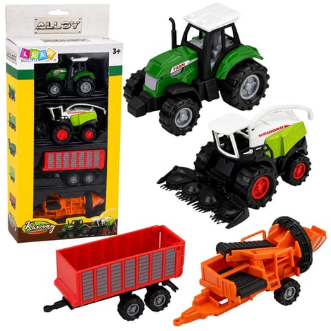 ⁨Zestaw Pojazdów Rolniczych Traktor Sieczkarnia Przyczepa Prasa 1:68 4 szt.⁩ w sklepie Wasserman.eu