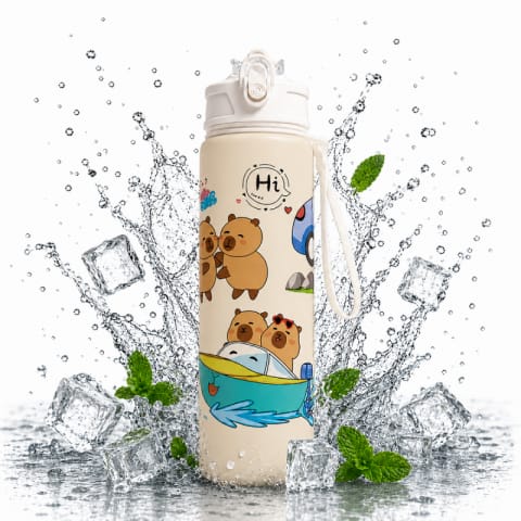 ⁨Butelka na wodę, bidon z rurką i ustnikiem 800ml KAPIBARA BD67⁩ w sklepie Wasserman.eu