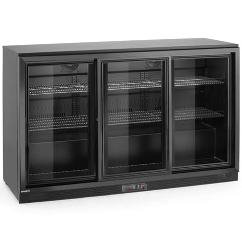 ⁨Lodówka chłodziarka barowa z 3 drzwiami suwanymi LED 308 l 160 W 135x52x87 cm⁩ w sklepie Wasserman.eu