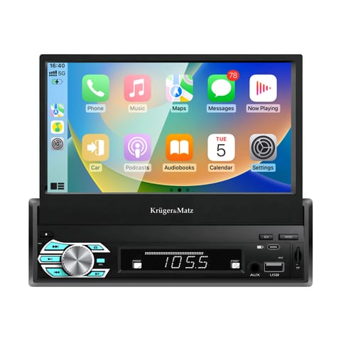 ⁨Radio samochodowe Kruger&Matz KM2018 z wysuwanym ekranem 7" CarPlay/AndroidAuto⁩ w sklepie Wasserman.eu