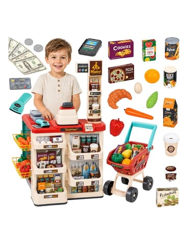 ⁨WOOPIE Sklep Supermarket z Wózkiem Sklepowym Waga Kasa Skaner + 48 Akc.⁩ w sklepie Wasserman.eu