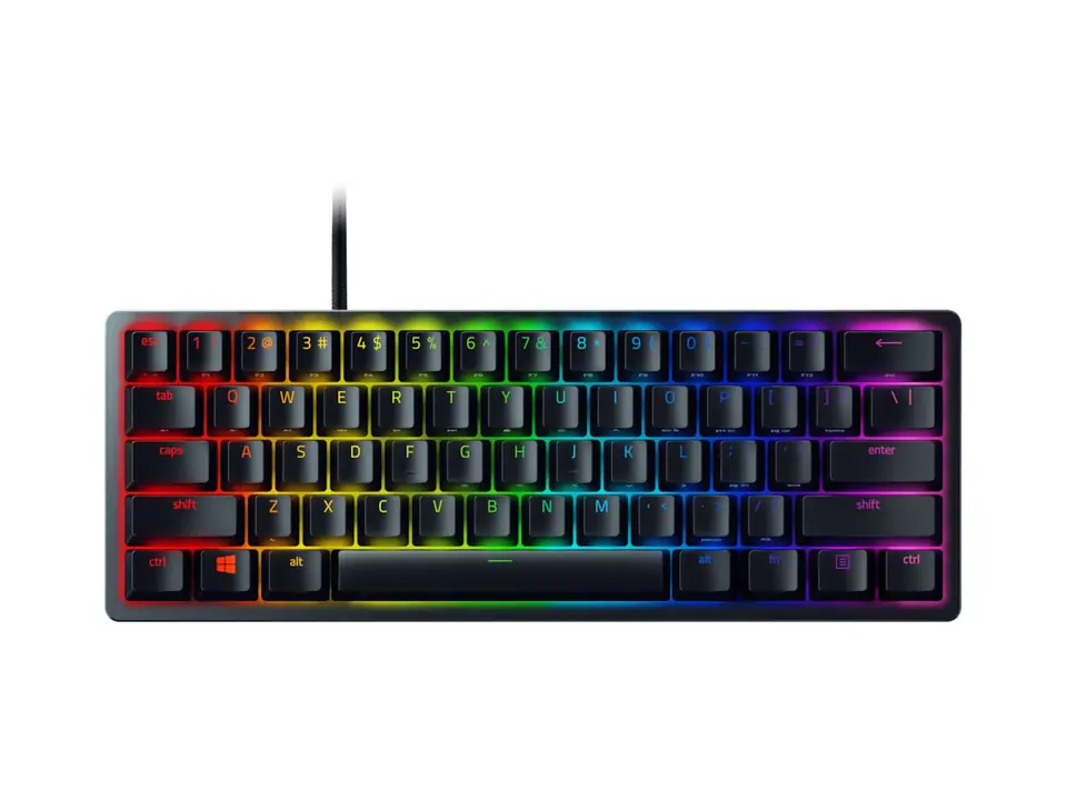 ⁨Razer Huntsman Mini 60%, klawiatura gamingowa, Opto-Mechaniczna, oświetlenie LED RGB, NORD, czarna, przewodowa⁩ w sklepie Wasserman.eu