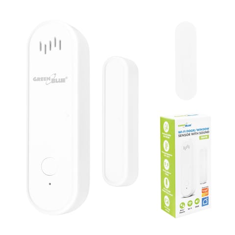 ⁨Bezprzewodowy kontraktron / czujnik otwarcia WiFi GreenBlue, Android/iOS, do drzwi / okien, 3.0V DC, LR03x2, z alarmem, GB478⁩ w sklepie Wasserman.eu