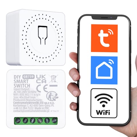 ⁨Przekaźnik WiFi dopuszkowy GreenBlue, Android/iOS/Alexa/Google Home,100-240V AC, 50/60Hz, max.16A, dla LED 150W, GB739⁩ w sklepie Wasserman.eu