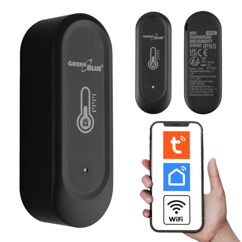 ⁨Zewnętrzny czujnik termperatury i wilgotności WiFi GreenBlue, Android/iOS, 3.0V DC, LR03x2, IP65, GB741⁩ w sklepie Wasserman.eu