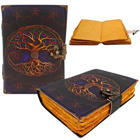 ⁨Notes Skórzany Vintage Retro 200 stron - Skóra Kozia - Drzewo Życia - AH18⁩ w sklepie Wasserman.eu