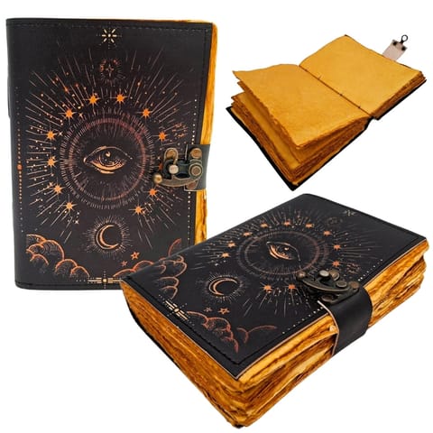 ⁨Notes Skórzany Retro Wszechwidzące Oko - 200 stron - Skóra Kozia - AH19⁩ w sklepie Wasserman.eu
