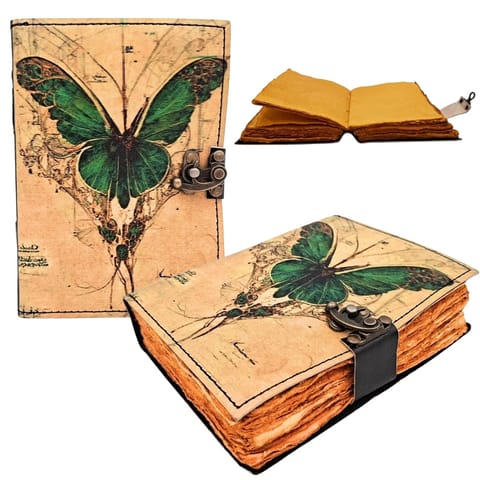 ⁨Notes Skórzany Retro Motyl - Skóra Kozia 200 stron - AH20⁩ w sklepie Wasserman.eu