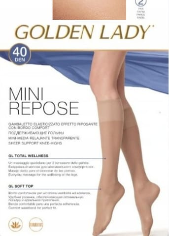 ⁨PODKOLANÓWKI GOLDEN LADY MINI REPOSE 2-PAK 40 (kolor Nero, rozmiar S/M)⁩ w sklepie Wasserman.eu
