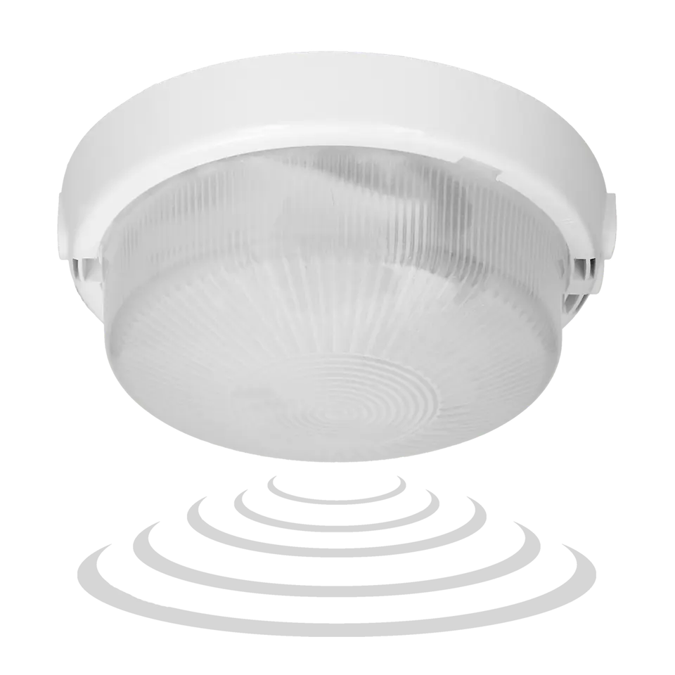 ⁨8080T/MAT-RIVA/MS, luminaire with microwave motion sensor, 100W, E27, IP44, frosted glass, glands⁩ at Wasserman.eu