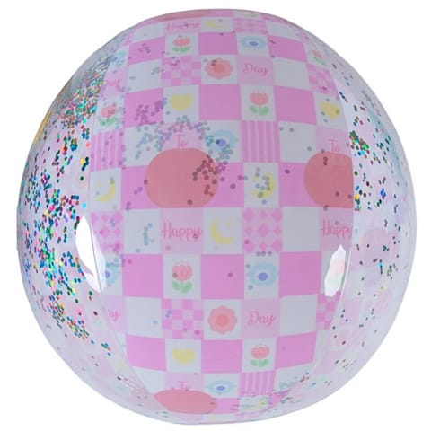 ⁨PIŁKA PLAŻOWA DMUCHANA 50CM BROKAT RÓŻOWY 53197⁩ w sklepie Wasserman.eu