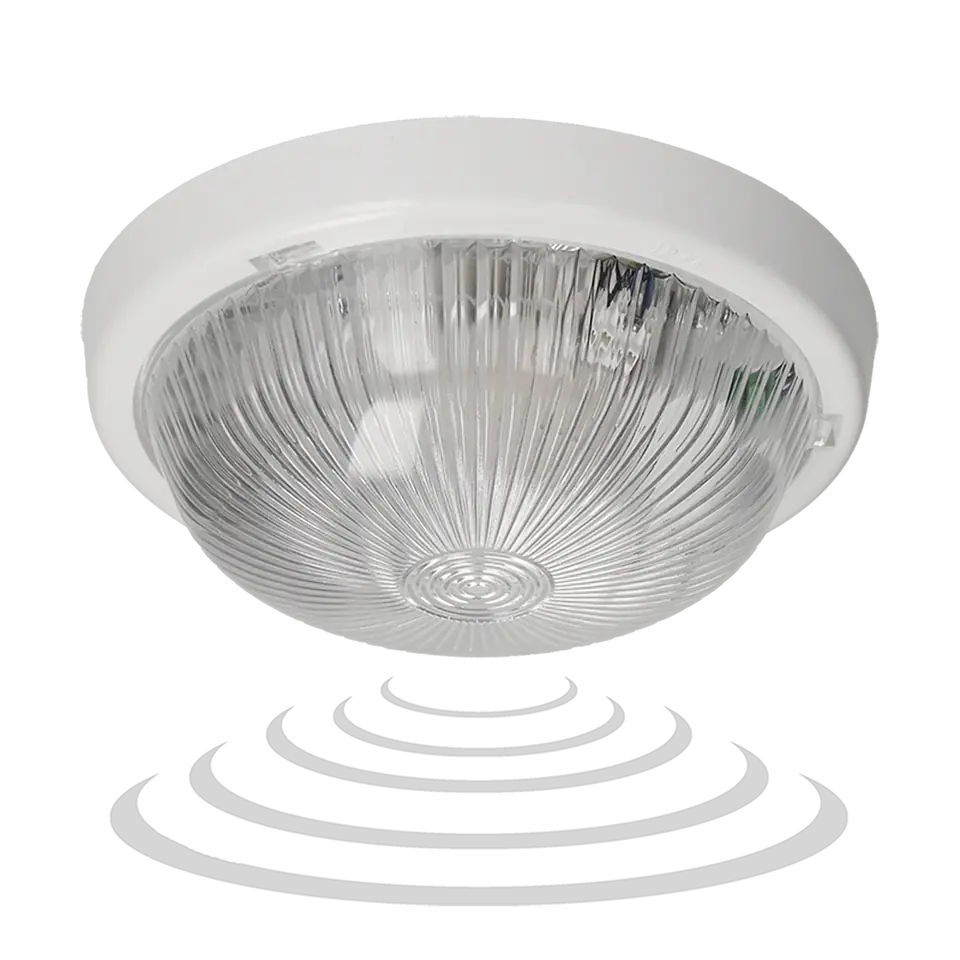 7070T-ALFA/MS, oprawa oświetleniowa z mikrofalowym czujnikiem ruchu, 100W, E27, IP44, szkło przeźroczyste w sklepie Wasserman.eu