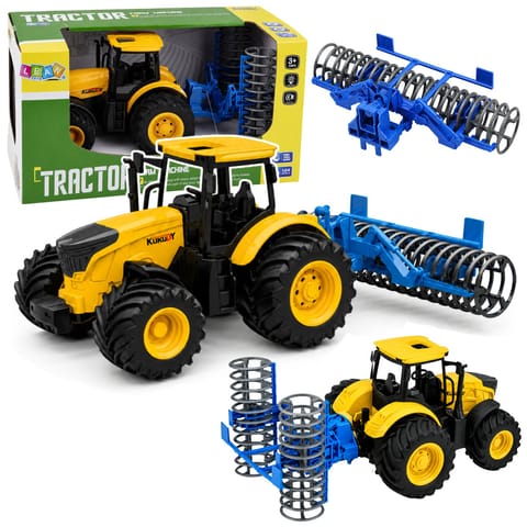 ⁨Traktor Rolniczy Farmerski z Wałem Uprawowym Światła Dźwięki Żółty 1:24⁩ w sklepie Wasserman.eu