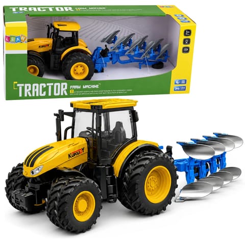 ⁨Traktor Rolniczy Z Pługiem Wieloskibowym Światła Dźwięki Żółty 1:24⁩ w sklepie Wasserman.eu