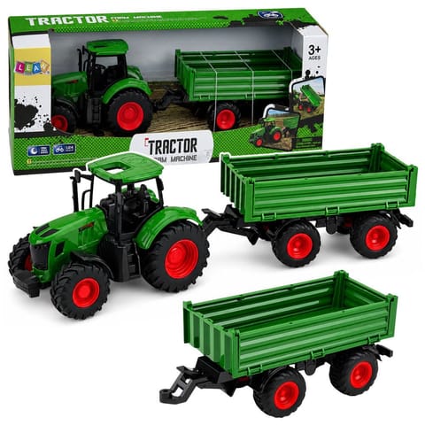 ⁨Traktor Rolniczy Farmerski z Przyczepą Wywrotką Gumowe Koła Zielony 1:24⁩ w sklepie Wasserman.eu