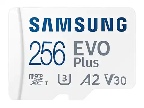 ⁨Samsung microSD Card EVO PLUS 256 GB, MicroSDXC, Flash memory class 10, SD adapter⁩ w sklepie Wasserman.eu
