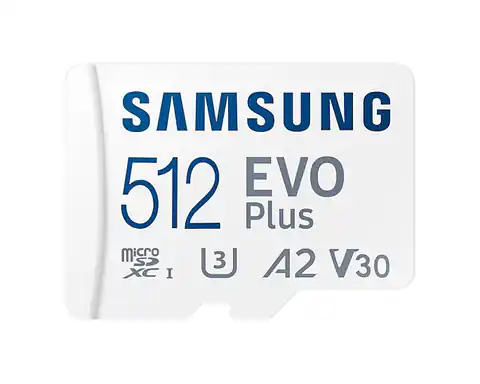 ⁨Samsung microSD Card EVO PLUS 512 GB, MicroSDXC, Flash memory class 10, SD adapter⁩ w sklepie Wasserman.eu