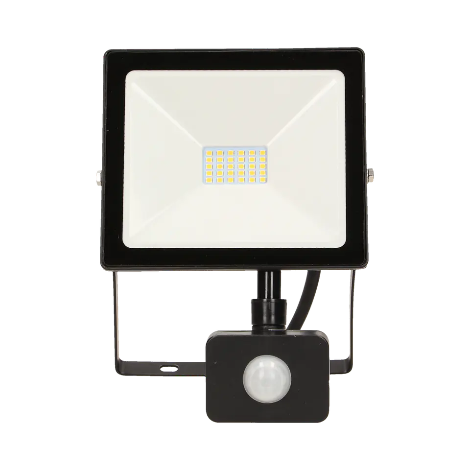 ⁨ALLED 20W LED floodlight with PIR, 1600lm, IP44, 4000K, Alu+glass⁩ at Wasserman.eu