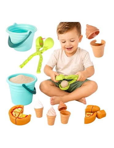 ⁨WOOPIE Zestaw do Piasku FUN ICE CREAM Lody 2w1 Fabryka Śnieżek 15 el.⁩ w sklepie Wasserman.eu