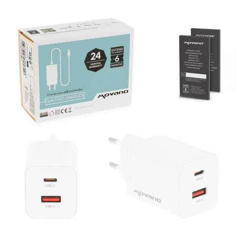 ⁨Ładowarka Movano GaN 45W USB-C PD + USB-A (white)⁩ w sklepie Wasserman.eu