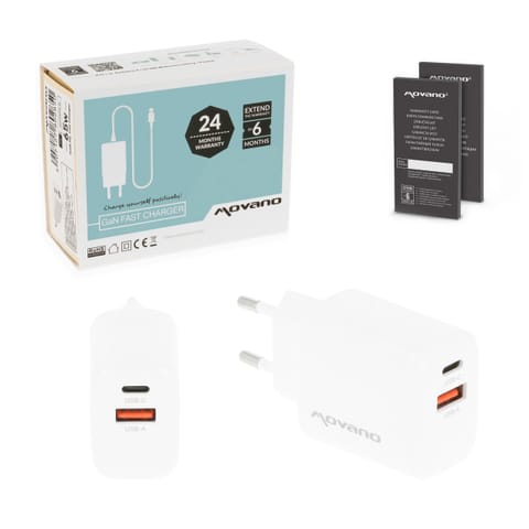 ⁨Ładowarka Movano GaN 30W USB-C PD + USB-A (white)⁩ w sklepie Wasserman.eu