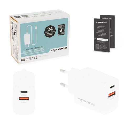 ⁨Ładowarka Movano GaN 20W USB-C PD + USB-A (white)⁩ w sklepie Wasserman.eu