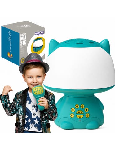 ⁨WOOPIE Multifunkcyjna Lampka RGB Głośnik Bluetooth Karaoke Modulator Głosu Karta SD AUX Turkusowa⁩ w sklepie Wasserman.eu