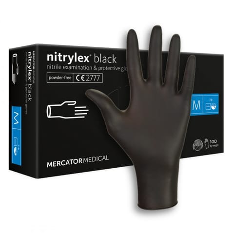 ⁨Mercator Rękawiczki Nitrylowe Czarne M⁩ w sklepie Wasserman.eu