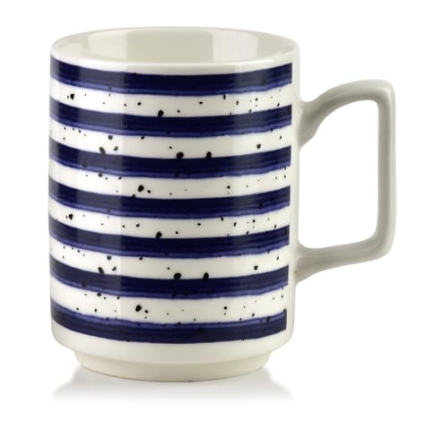 ⁨MOJRA Kubek 350ml 8x11x10cm niebeskie paski JOY BLUE STRIPES⁩ w sklepie Wasserman.eu
