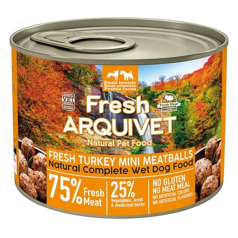 ⁨ARQUIVET Fresh Turkey Mini Meatballs - wet dog food - 200g⁩ at Wasserman.eu