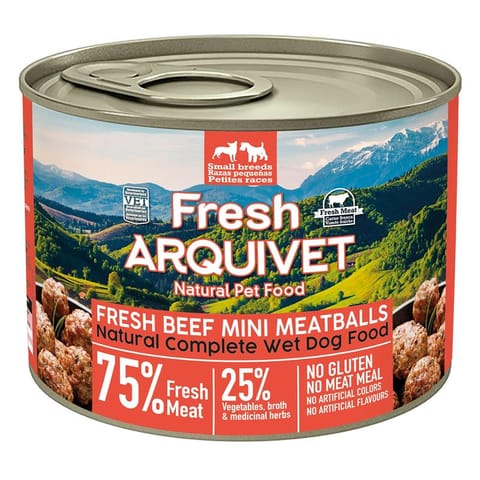 ⁨ARQUIVET Fresh Beef Mini Meatballs - wet dog food - 200g⁩ at Wasserman.eu