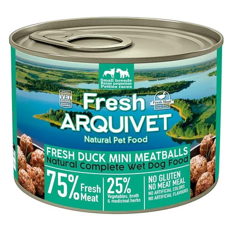 ⁨ARQUIVET Fresh Duck Mini Meatballs - wet dog food - 200g⁩ at Wasserman.eu