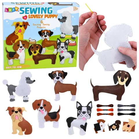 ⁨Zestaw Kreatywny Pluszaki Do Szycia Filcowe Maskotki Pieski DIY 6 szt.⁩ w sklepie Wasserman.eu